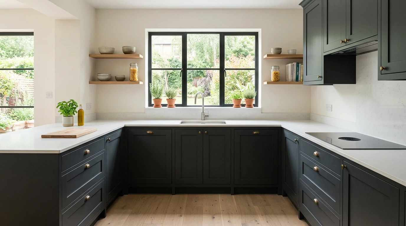 Calm matte Shaker kitchen in charcoal
